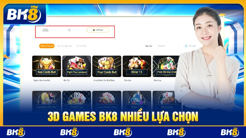 3D games BK8 nhiều lựa chọn
