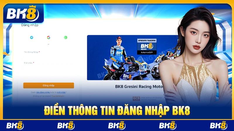Điền thông tin đăng nhập BK8