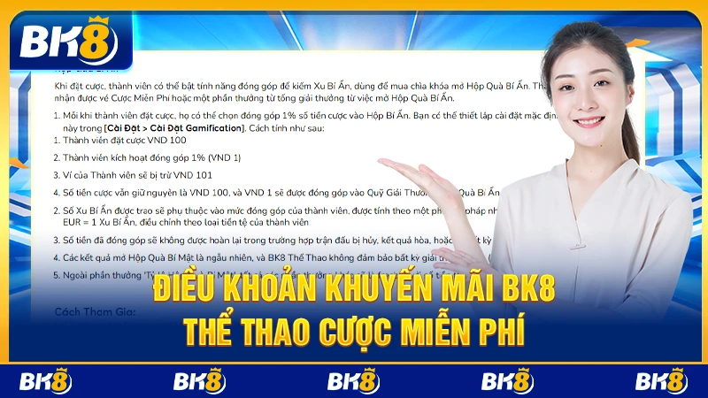 Điều khoản khuyến mãi BK8 thể thao cược miễn phí