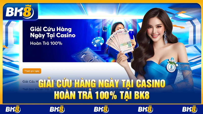Giải cứu hàng ngày tại casino – hoàn trả 100% tại BK8